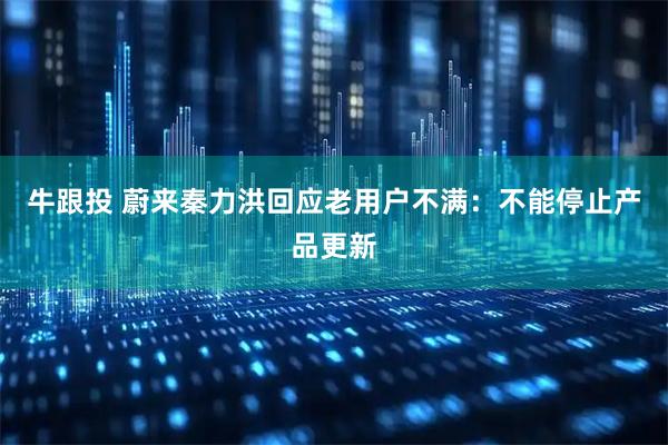 牛跟投 蔚来秦力洪回应老用户不满：不能停止产品更新