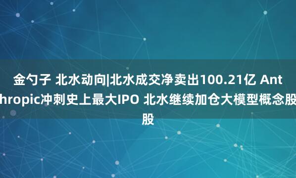 金勺子 北水动向|北水成交净卖出100.21亿 Anthropic冲刺史上最大IPO 北水继续加仓大模型概念股